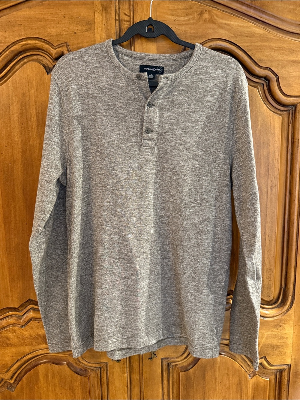 Treasure & Bond Men’s Long-Sleeve Henley - Heather Gray
